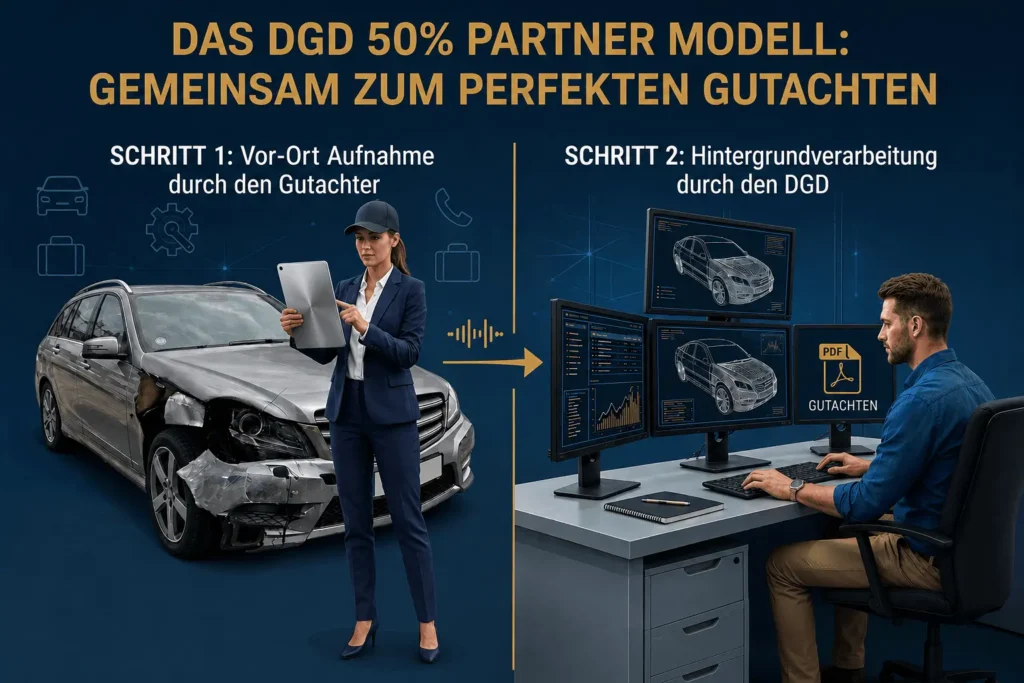 Kfz-Gutachter Partner werden beim DGD – Das 50/50-Prinzip erklärt